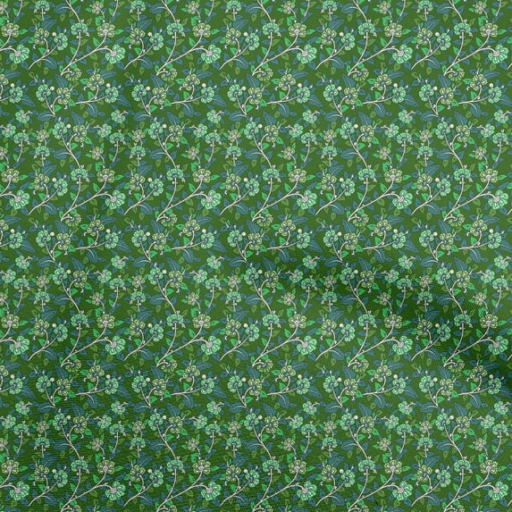 oneOone Viscose Jersey Green Fabric Kalamkari Craft Projects Decor Fabric Printed By The Yard 60 Inch Wide