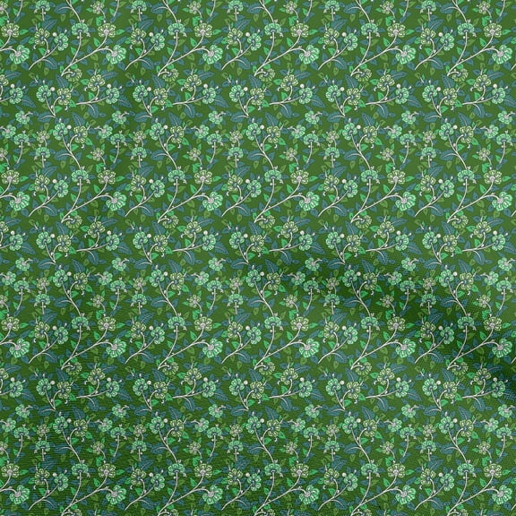 oneOone Cotton Cambric Green Fabric Kalamkari Sewing Fabric By The Yard Printed Diy Clothing Sewing Supplies 42 Inch Wide