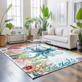 thumbnail image 3 of Area Rugs 2.7'x5', Octopus Coastal Carpet Runner Indoor Outdoor Rugs Home Decor Aesthetic, Blue Nautical Summer Beach Ocean Non Slip Mats Washable Accent Rug for Living Room Bedroom, 3 of 8