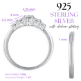 thumbnail image 3 of Hidden Gems Jewelry - 1.5Ct 925 Sterling Silver 5 Stone CZ Round Cut Wedding Ring Set Cubic Zirconia Engagement Ring for Women, 3 of 7