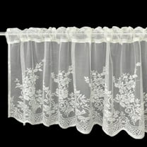 Lace Curtain Valance 51x16in, Floral Embroidered Semi Sheer Curtain Window Valance for Kitchen Cafe Dinning Bath Room 1 Pcs (Beige)