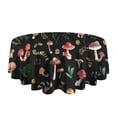 thumbnail image 5 of Red Mushroom Leaf Black Pattern Round Tablecloth 60"x60",Wrinkle Wipeable Table Cloth for Kitchen Dining Room Picnic Patio Party, 5 of 6