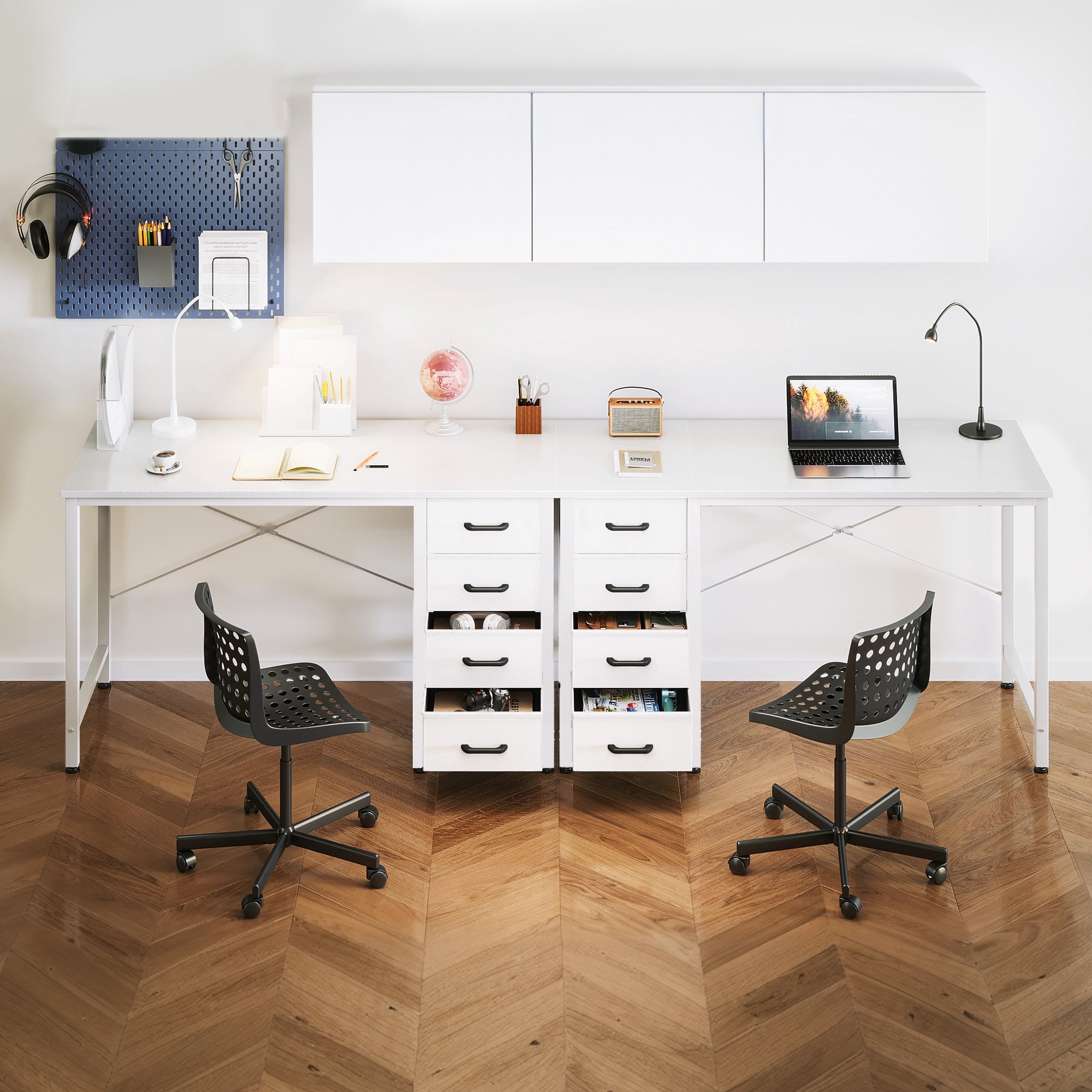 Casacomoda  40 Inch Computer Desk with Drawers , Study Table for Student, Writing Desk for Home Office, Small Table with Drawers, White