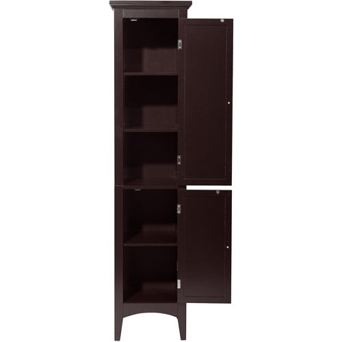Elegant Home Fashions Sicily Linen Tower with 2 Shutter Doors, Dark Espresso