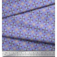 thumbnail image 2 of Soimoi Blue Poly Georgette Fabric Aster & Roses Damask Printed Fabric 1 Yard 52 Inch Wide, 2 of 3