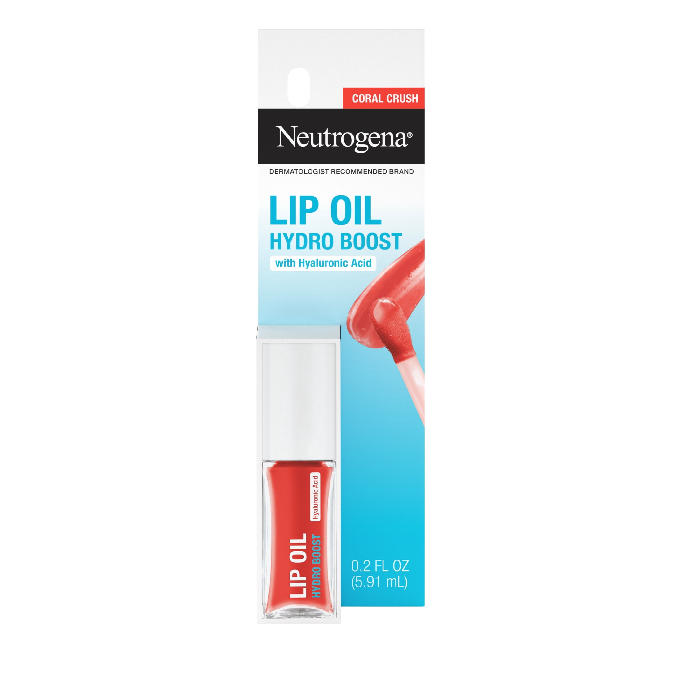Neutrogena Hydro Boost Hydrating Lip Oil, Coral Crush, .2 fl. oz