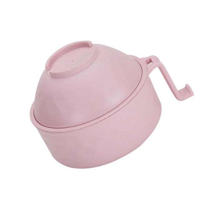 facefd Instant Noodle Bowls Set Home Use Exquisite Adults Children Solid Color Drainage Tableware Soup Bowl Dinnerware Holder Pink