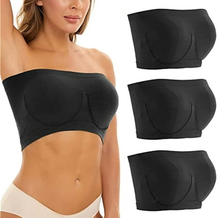 

3PCS Strapless Stretchy Yoga Fitness Bra Padded Top(2XL Black)