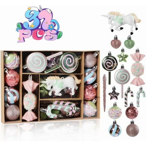 SHANJIA 70 PcsChristmas Ornaments, Dessert Ornaments for Christmas Tree Hanging Cupcake Donut Candy Christmas Tree Ornaments for House Xmas Tree Party Holiday Supplies