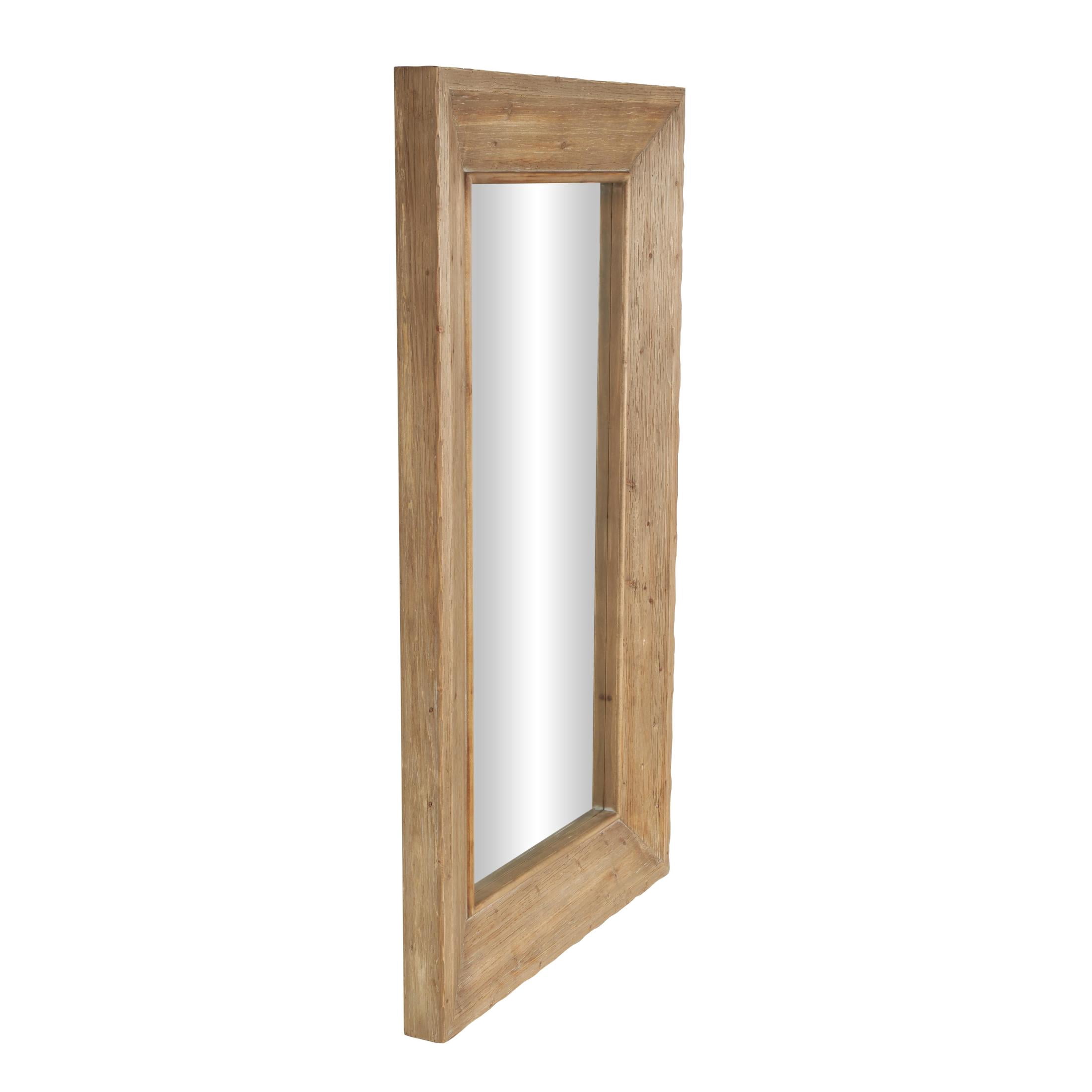 DecMode 32" x 55" Brown Wood Floor Mirror with Natural Wood Grains