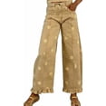thumbnail image 5 of sicmoss Women's Khaki Cotton Barrel Jeans Y2K Wide Leg Baggy Ruffle Hem with Pockets, 5 of 7