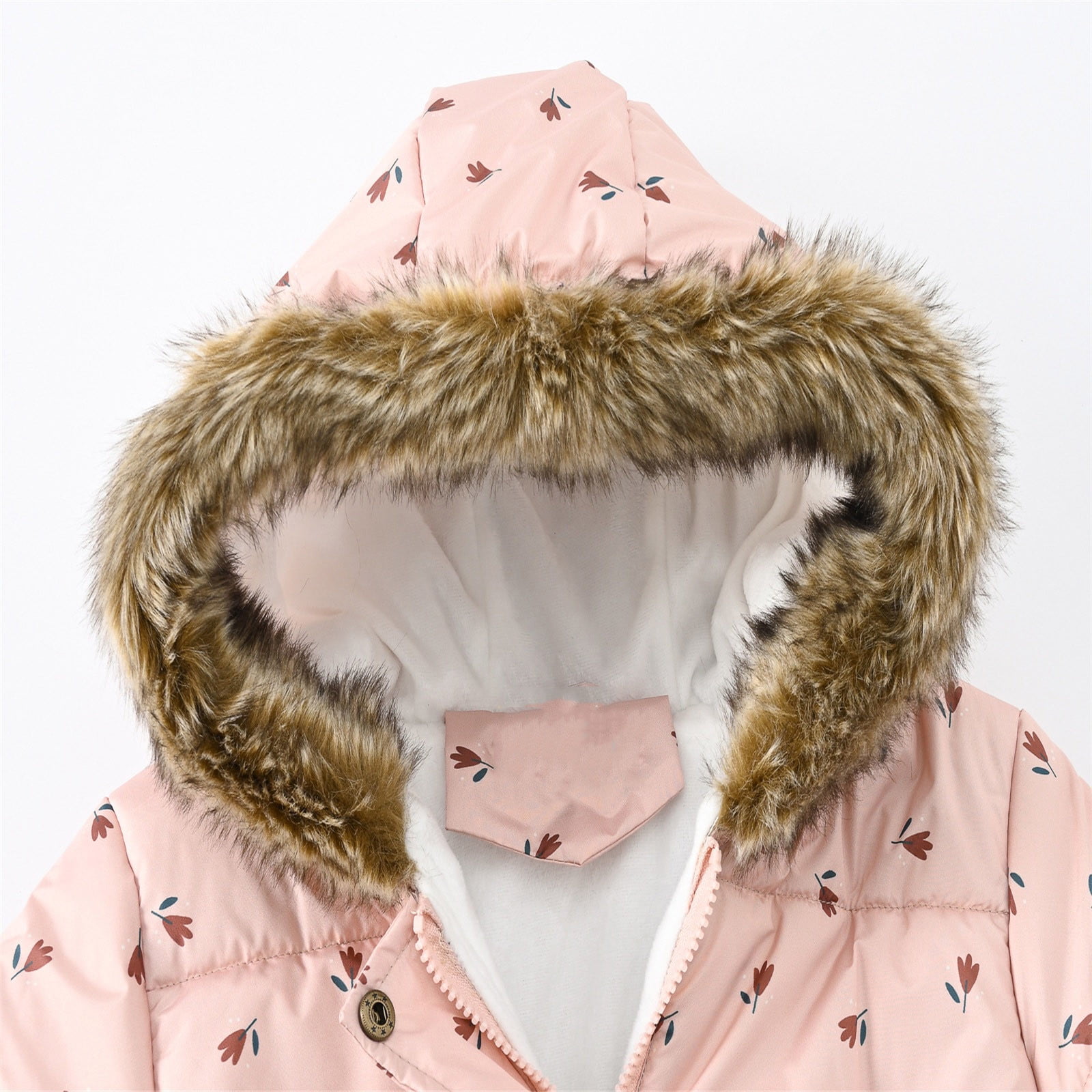 Veste Matelassée Fille à Capuche Fourrure - Doudoune Doublée Polaire Chaud Automne Hiver