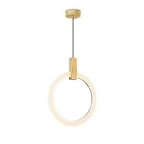 CWI Lighting Anello Contemporary Metal LED Pendant in White Oak