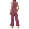 thumbnail image 4 of LISTHA 2 Piece Sets for Women Dressy Vacation Mock Neck Outfits Sleeveless Travel Lounge Sets Summer Wide Leg Crop Pants Matching Sets Purple S, 4 of 6