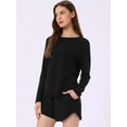 thumbnail image 2 of DARING DIVA Women's Long Sleeve Elastic Waistband Top and Shorts Lounge Set XS Black, 2 of 7