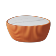 thumbnail image 6 of 32" Oval Coffee Table with Marble Top, Fluted PU Leather Center Table, Modern Minimalist Tea Table for Living Room, No Assembly, Orange, 6 of 6