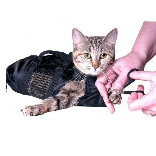 Fiudx Bolsa de Aseo Resistente, Malla para Cortar Uñas, Asas de Transporte Prácticas, Ideal para Bañar y Asear Gatos, Tallas Pequeñas y Grandes, Tela Oxford, 46 X 24 Cm.