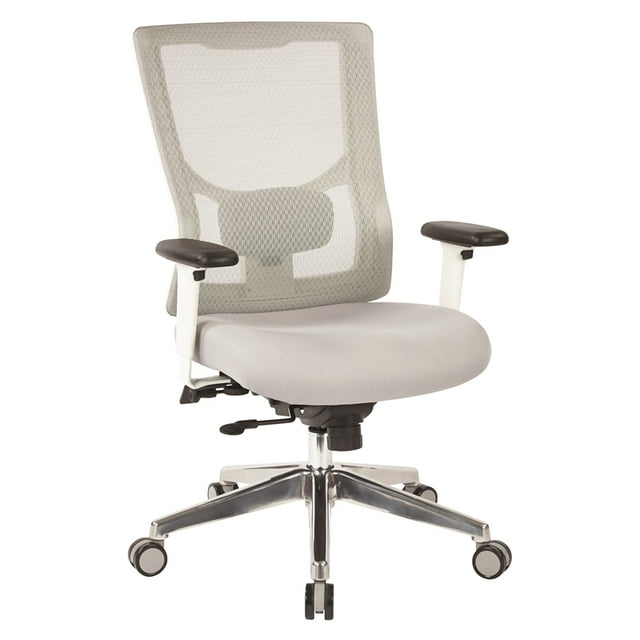 Office Star Products ProGrid High Back Chair with 2-Way Adjustable Arms, Gray (Set of 1)