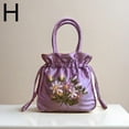 thumbnail image 6 of Ethnic * Flower Handmade Embroidery Canvas Tote Bag Satin Handbag Storager, 6 of 8
