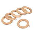 thumbnail image 1 of Unique Bargains 6Pack 2.75 Inch Wooden Curtain Drapery Rings Hook for Curtain Drapery Rod, Wood, 1 of 4