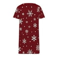 thumbnail image 4 of Christmas Nightdresses For Women Short Sleeves Loose Casual Nightie Comfy Lightweight Bathrobe V Neck Soft Dressgown Full Zip Pockets Sleepwear Pyjamas Loungewear Nightgown Housecoat Wine XXL, 4 of 7
