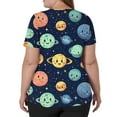 thumbnail image 4 of AHMOMEI Cartoon Print Scrub Tops for Women V Neck Short Sleeve Nurses Working Uniforms with Pocket S-5XL Plus Size Scrubs Top, 4 of 5