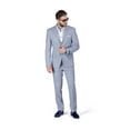 thumbnail image 4 of Slim Fit Men Suit Micro Textured Weave 2 Button Notch Collar AZAR 11812 (44 Short Stone Silver Blue 3 Piece Vested), 4 of 6