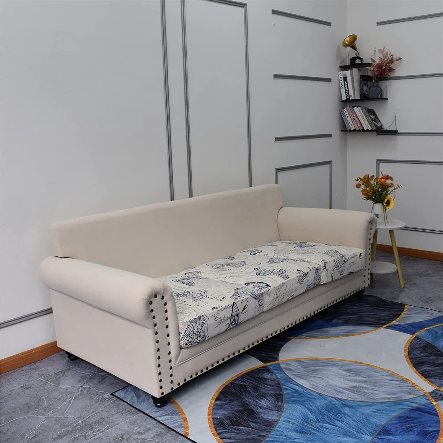 CHUNTIAN 2 Piece Chair Covers Printed Sofa Covers Couch Covers Washable Armchair Sofa Couch Slipcover Furniture Protector with Elastic Bottom for Living Room (Armchair, 20), Small