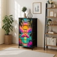 thumbnail image 7 of Flamingo Dresser for Bedroom with 4 Storage Drawers Tropical Palm Floral Botanical Modern Pink Pink Heart Shaped Dressers Chest of Drawers Steel Framed Fabric Closet Organizers for Entryway, 7 of 7