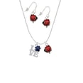 thumbnail image 2 of Delight Jewelry Silvertone Love with Navy Blue Paw Red Lucky Ladybug Necklace and Dangle Earrings Set, 2 of 6