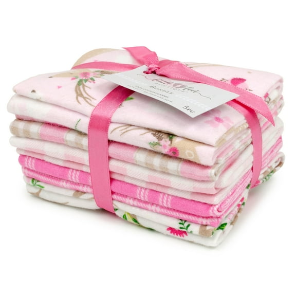 Little Feet Boutique Wild And Free 18" X 21" Flannel Precut 5-Piece Bundle Pink