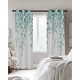 thumbnail image 4 of Eucalyptus Leaves Blackout Curtains for Bedroom Living Room Darkening Curtains 54 Inch Long Turquoise Summer Botanical Weeping Short Curtain for Small Window Treatment Grommet Drapes 42"x54"x2, 4 of 9