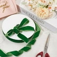 thumbnail image 4 of 20 Yards(18.28m) Single Face Velvet Ribbon 1 Inch(2.5cm) Wide Green Vintage Velvet Trim Satin Ribbon Rolls Fabric Single Face Spool for Holiday Wedding Gift Wrapping Sewing, 4 of 7
