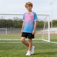 thumbnail image 5 of ITSAME Girls Athletic Outfits 2-Piece Quick-Dry T-Shirt & Shorts Football Training Sport Set Sky Blue Size 13, 5 of 8