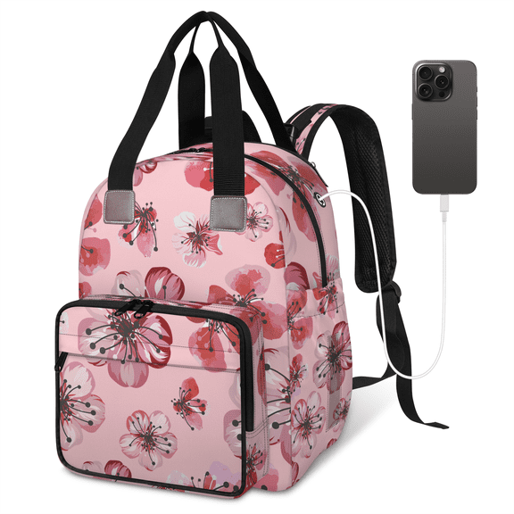 Baby Bags Backpack with USB Port,Floral Print Diaper Bag Backpack,Large Capacity Multifunction Travel Pack for Mom & Dad