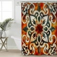 thumbnail image 2 of Small Stall Shower Curtain 48x72 Inch Narrow Half Size Burnt Orange Green Bath Curtains Bathroom Decor Vintage Abstract Flowers Waterproof Fabric Shower Curtain Set with Hooks 48 Inch, 2 of 6