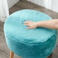 thumbnail image 3 of Home Soft Things Heavy Faux Fur Oval Ottoman - Blue Turqoise - 22" x 18" x 18", 3 of 4