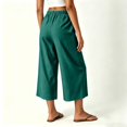 thumbnail image 3 of Bxsruta Women's Wide Leg Capri Pants Drawstring Elastic Waist Summer Casual Loose Trousers, 3 of 6