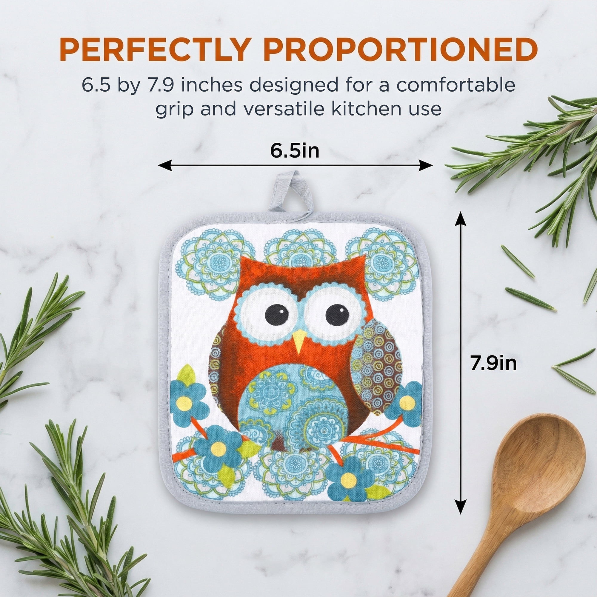 Unique Bargains 2 Pcs Pot Holders, Heat Resistant Trivets for Baking Owl 6.5"x7.9"