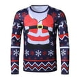 thumbnail image 5 of Pompotops Hauts Amusants pour Hommes Imprimé de Noël Col Rond Manches Longues T-Shirt Blouse en Solde, 5 of 5