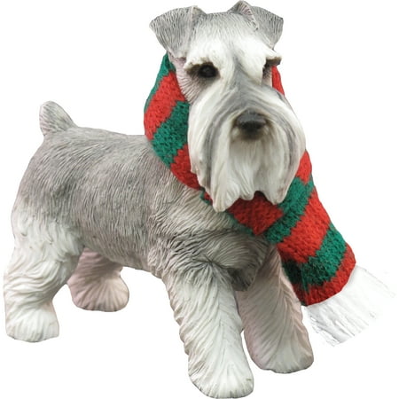 Sandicast Standing GraySchnauzer with Scarf Christmas Dog Ornament