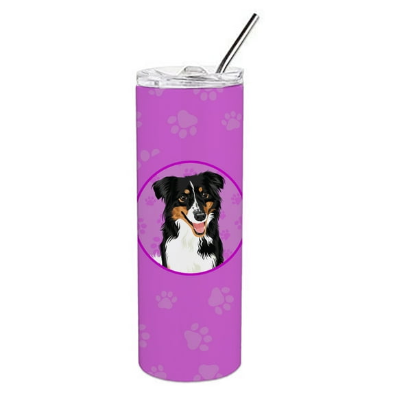 Carolines Treasures WDK1229TBL20 Australian Shepherd Black Tricolor Design3 Stainless Steel 20 oz Skinny Tumbler Pink 20