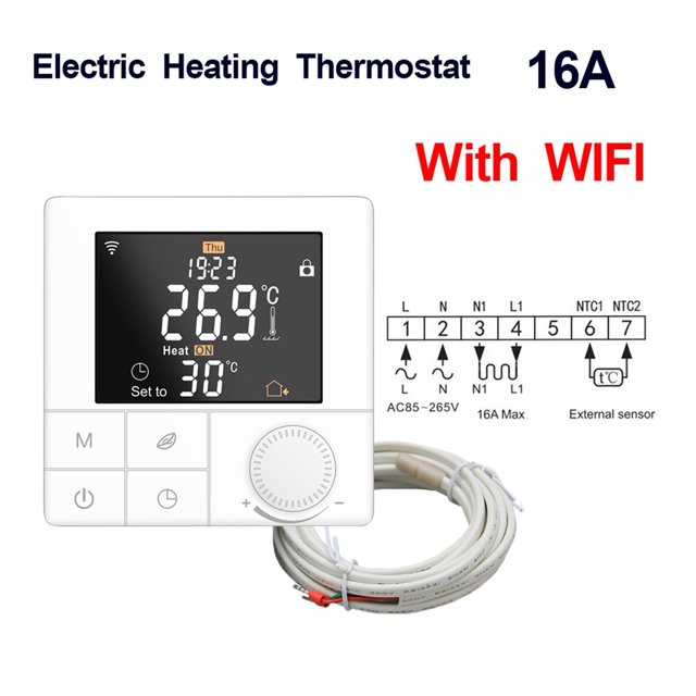 Thermostat de Température Intelligent Wi-Fi Tuya, Contrôleur de Chauffage au Sol Chaud, Programmateur Numérique à Commande Vocale Alexa, Thermorégulateur, Facile à Installer