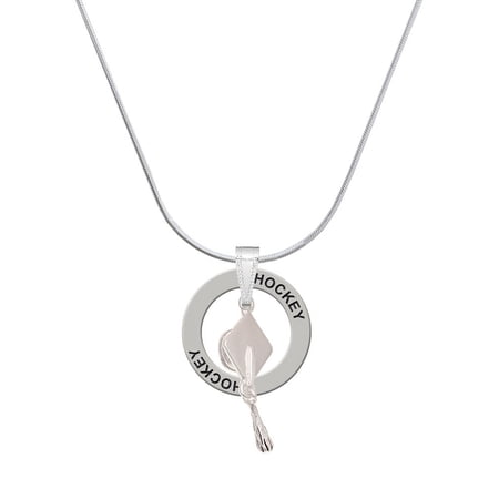 Delight Jewelry Silvertone 3-D Graduation Hat Hockey Ring Charm Necklace, 18"