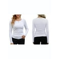 thumbnail image 2 of Womens Ribbed Long Sleeve Crewneck Casual Slim Basic Shirts Fitted Knit Tops White XXL, 2 of 6