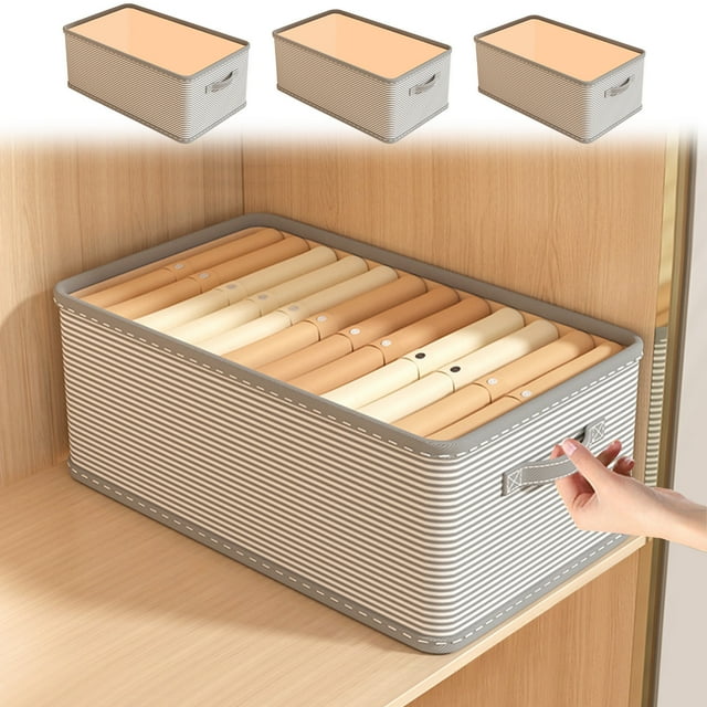 Caja plegable de tela con cremallera - Gran capacidad para organizar armarios de 50x35x32cm para ropa, mantas y viajes