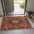 thumbnail image 6 of Area Rug with Tassels 4' x 6', Floral Leaves Frames Vintage Mid Century Afghan Black Wheat Red Kitchen Runner Rug for Hallway Bedroom Throw Rugs, Soft Door Mat for Bathroom Entrance Living Room, 6 of 9