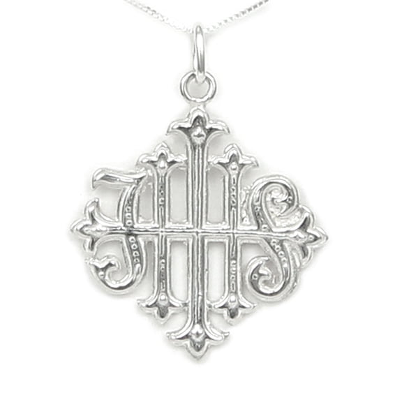 Christogram IHS Cross - Ancient Christian Symbol - Latin for Jesus Savior of Men - Includes Historical Story Card - Sterling Silver - Made in USA