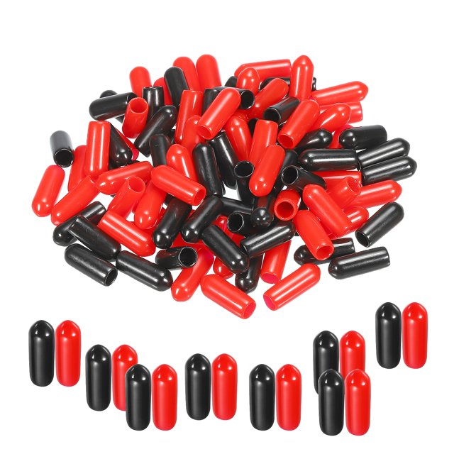 Unique Bargains 100pcs Rubber End Caps Cover Assortment 3/16 inch Screw Thread Protector for Screw Bolt Black Red