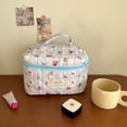 thumbnail image 1 of Bolsa de maquillaje fresca y encantadora con algodón de estilo rústico, bolsa de almacenamiento portátil de gran capacidad para el lavado y el dimensionamiento de la mujer., 1 of 6